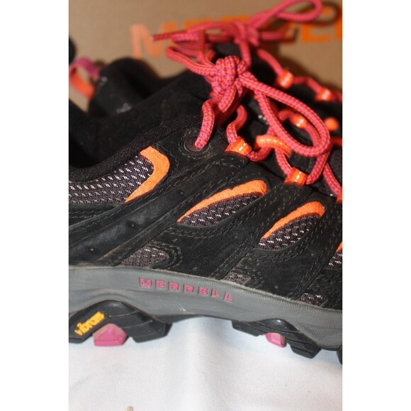 Merrell Women's Moab 3 Mid Waterproof Hiking Sneakers Black Pink SZ 7.5 NIB $140 - Picture 4 of 6